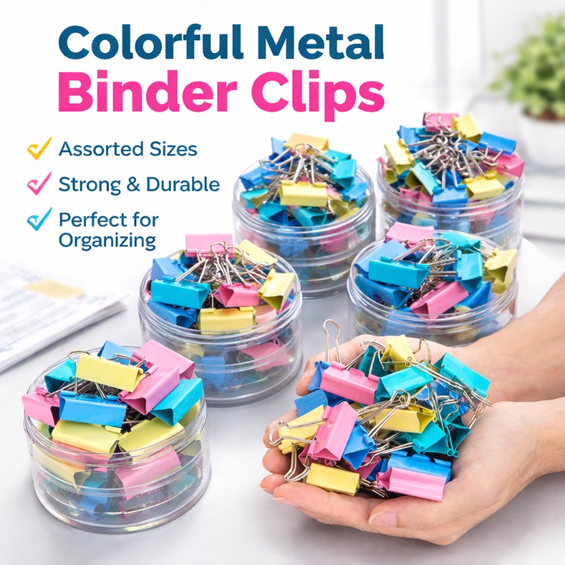 Binder Clip Assorted - 40 Adet/Set Uzun Renkli Metal Bağlayıcı
