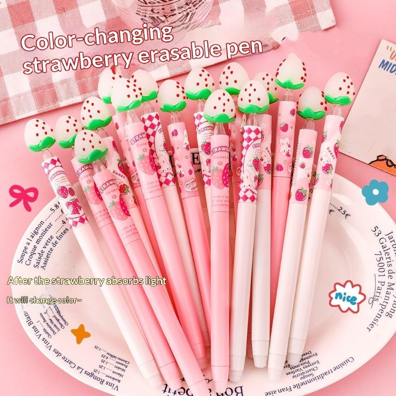 Gel Ink Pen Set - Çilek Tasarımlı Silinebilir Jel Kalem Seti