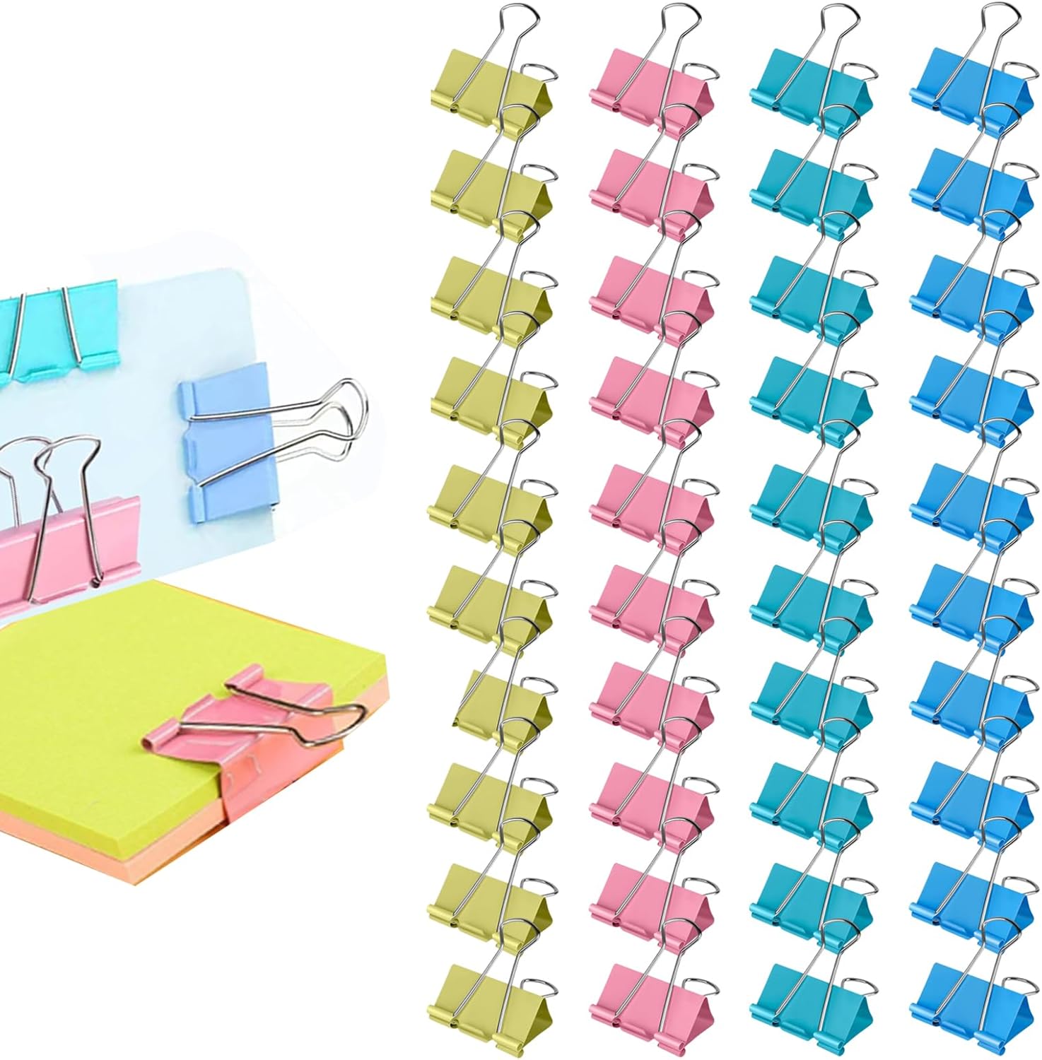 Binder Clip Assorted - Katlanır Klipsler, 40 Adet Ataş, Metal,