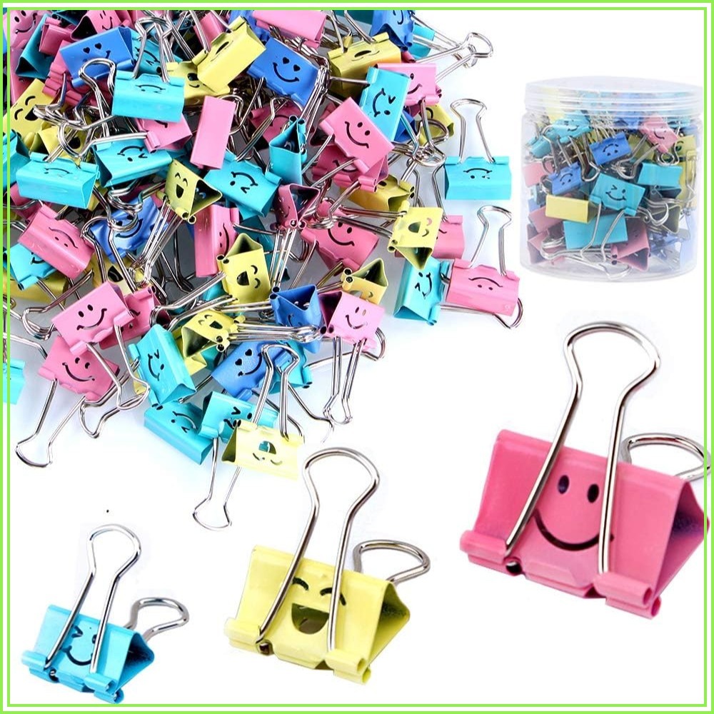 Binder Clip Assorted - 80 Adet Çeşitli Ataş, Sevimli Gülen