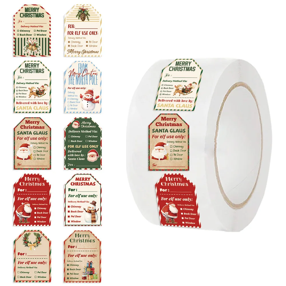 Label Printer Tape - 500 Adet Noel Etiket Rulosu, Noel